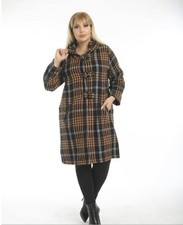 Womens Trench long sleeve plaid jacket With Hood BNWT