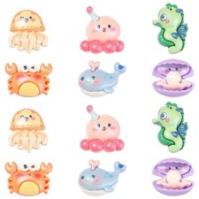 30x Ocean Resin Marine Shell Crab Octopus Charms Cabochons for Jewelry Making