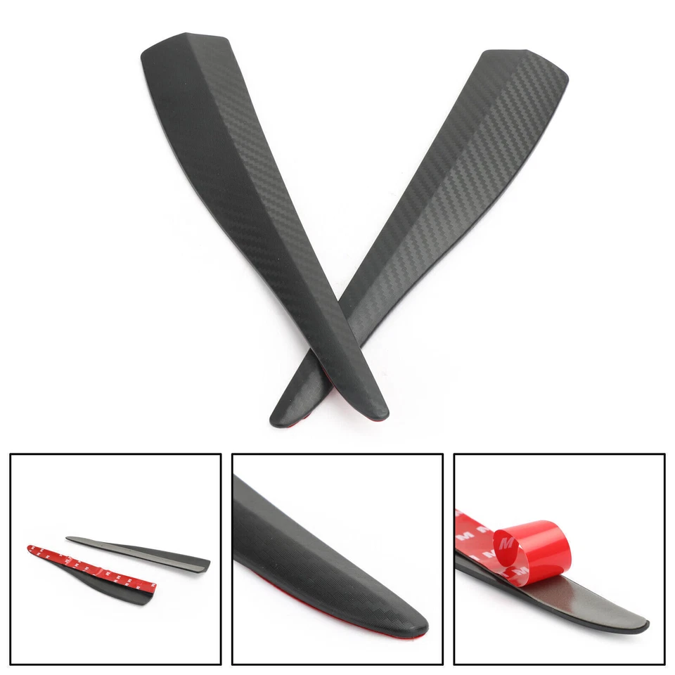 2pcs 36cm Rubber Car Front Rear Bumper Lip Anti-collision Strip Carbon Fiber - Image 3 of 4