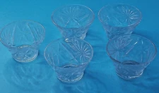 Set of 5 Anchor Hocking Pressed Clear Glass MCM Dessert Ice Cream Bowl 3.5in