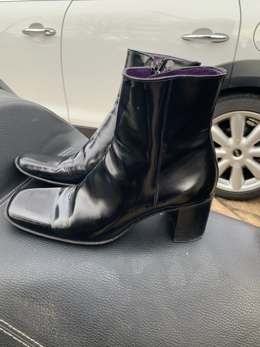 Bottines Vintage FREE LANCE Cuir Noir - Pointure 36.5 - Talon Moyen - Bout Carré - Femme - Très Bon État