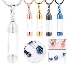 Stainless Steel Glass Cremation Urn Necklace Ashes Holder Memorial Pendant Gifts