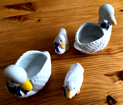 ☆Deko Gänse zum Frühstück☆Figuren aus Porzellan☆auch für Salz/Zucker☆4Stück☆