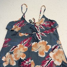 Roxy Tropical Floral Wide Leg Jumpsuit Open Back Beach Vacation Womens Small