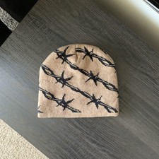 Brown  Black Barbed Wire Acrylic Beanie - Hiking/Outdoors Gorpcore Streetwear