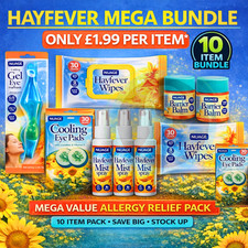 Hayfever Relief Bundle Mega Pack 10 Items Allergy Eye Spray Wipes Balm Eye Pads