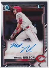 2021 Bowman Draft #CDA-ML Matheu Nelson Chrome Draft Pick Autographs Reds
