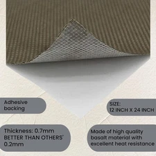 Reinforced Exhaust Heat Shield Mat 12 Inch x 24 Inch with Adhesive Backed Resist