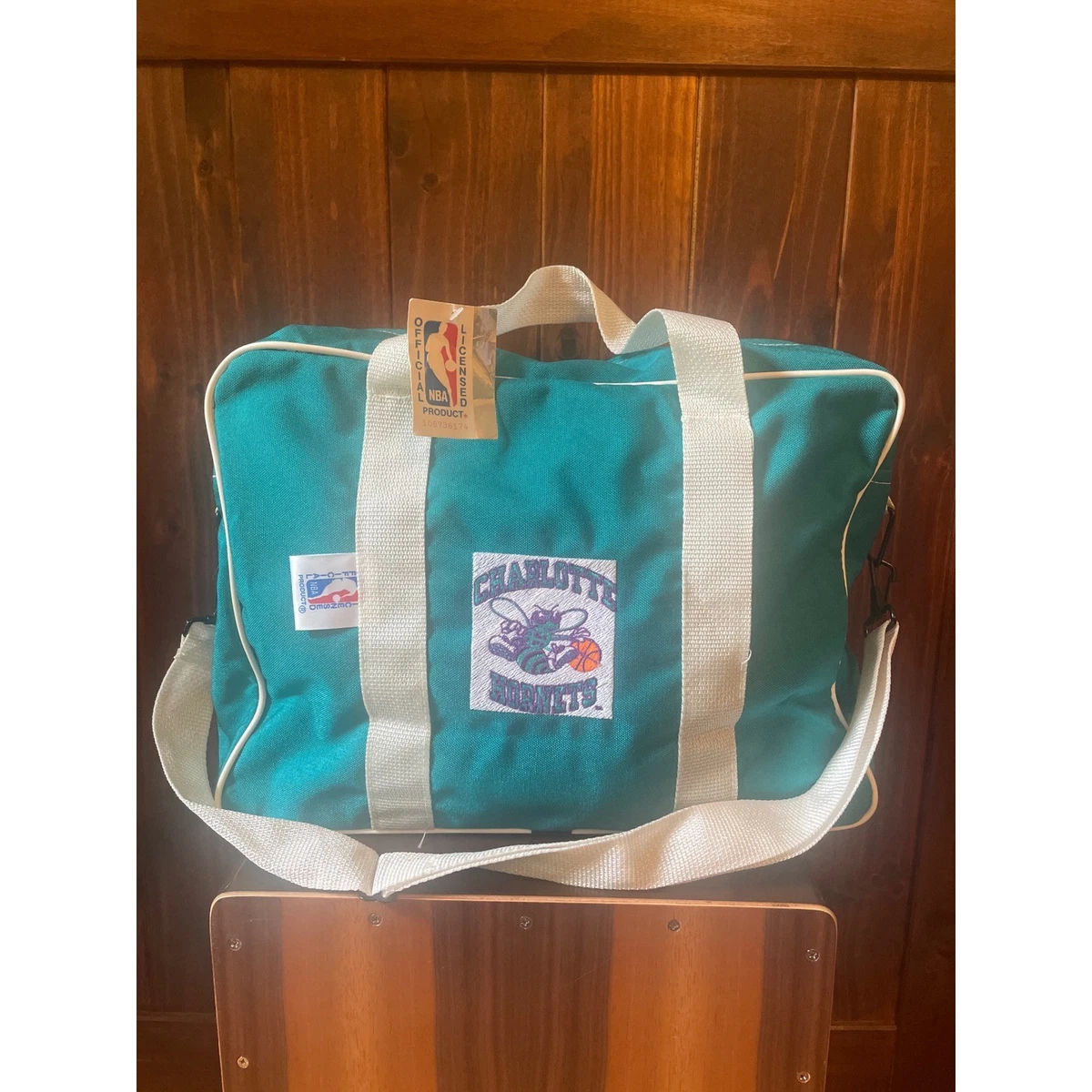 Vintage Charlotte Hornets NBA Seesack türkis Canvas Reise Sporttasche neu mit Etikett