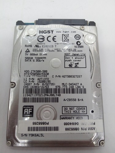 HGST **HTS725050A7E630** 500GB *** SATA HDD Notebook 2,5 Zoll #NFP1917