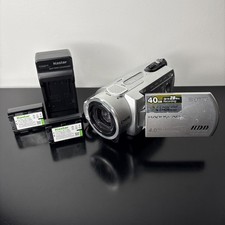 Sony Handycam DCR-SR200 Silver 40GB Camcorder w/Portable Charger 2 Batteries