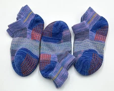 BOMBAS 3 Pairs Women's Lightweight Gripper Ankle Socks Size S 4-7.5 Purple