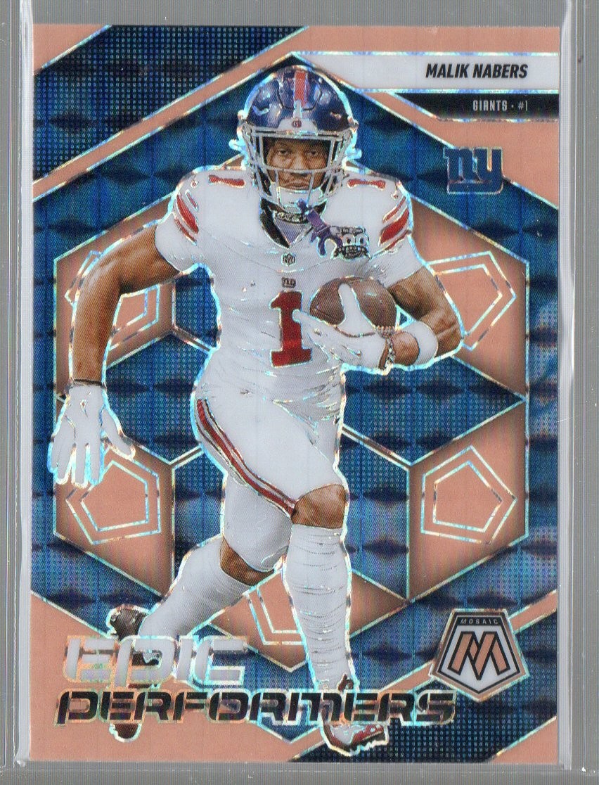 2025 Panini Mosaic #11 Malik Nabers Epic Performers Mosaic Orange Fluorescent