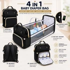 4 in 1 Diaper bag With Bassinet Changing Station USB Port Waterproof 