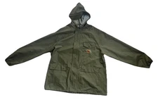 Men's Stearns Dry Wear Green Waterproof Rain Coat Hooded - Size Large