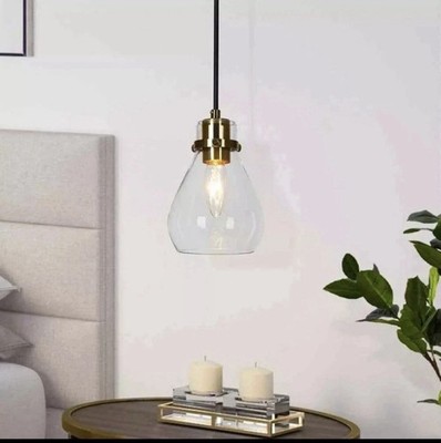Uolfin Modern Teardrop Kitchen Island Pendant Light 1-Light Black and Brass