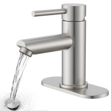 Brushed Nickel Bathroom Sink Faucets Single Hole Single Handle Stainless Stee...
