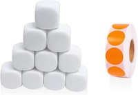 10 WeißE WüRfel + 1 Stickerrolle, Diy Bastelbedarf, Leere WüRfel, SpielzubehöR