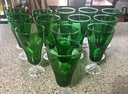 Vintage Anchor Hocking Burple Inspiration Iced Tea Glass Emerald Green Boopie