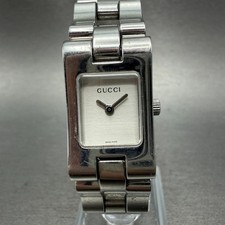 Gucci 2305L Tank Watch Women 17mm Silver Dial Silver Tone New Battery