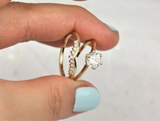 2Ct Round Cut Simulated Diamond Pretty Bridal Ring Set In 14k Yellow Gold Plated