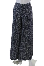 Derek Lam 10 Crosby Womens High Rise Silk Wide Leg Floral Pants Blue Size 6
