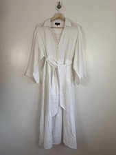 Me+Em Dress Size UK 12 White Maxi Shirt Cheesecloth Belted V Neck Holiday