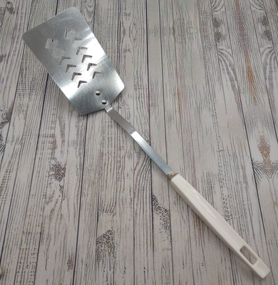 #ad #ad Vtg Androck Slotted Spatula Chrome Metal Turner Flipper White Plastic Handle USA $19.99