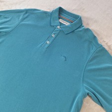 Tommy Bahama Polo Shirt Mens Large Teal Modal Blend Outdoor Fishing