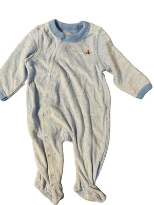 baby Gap NWT Boy Girl 3 6 Mo Blue Footed Velour One Piece  Romper w/ Hand Covers