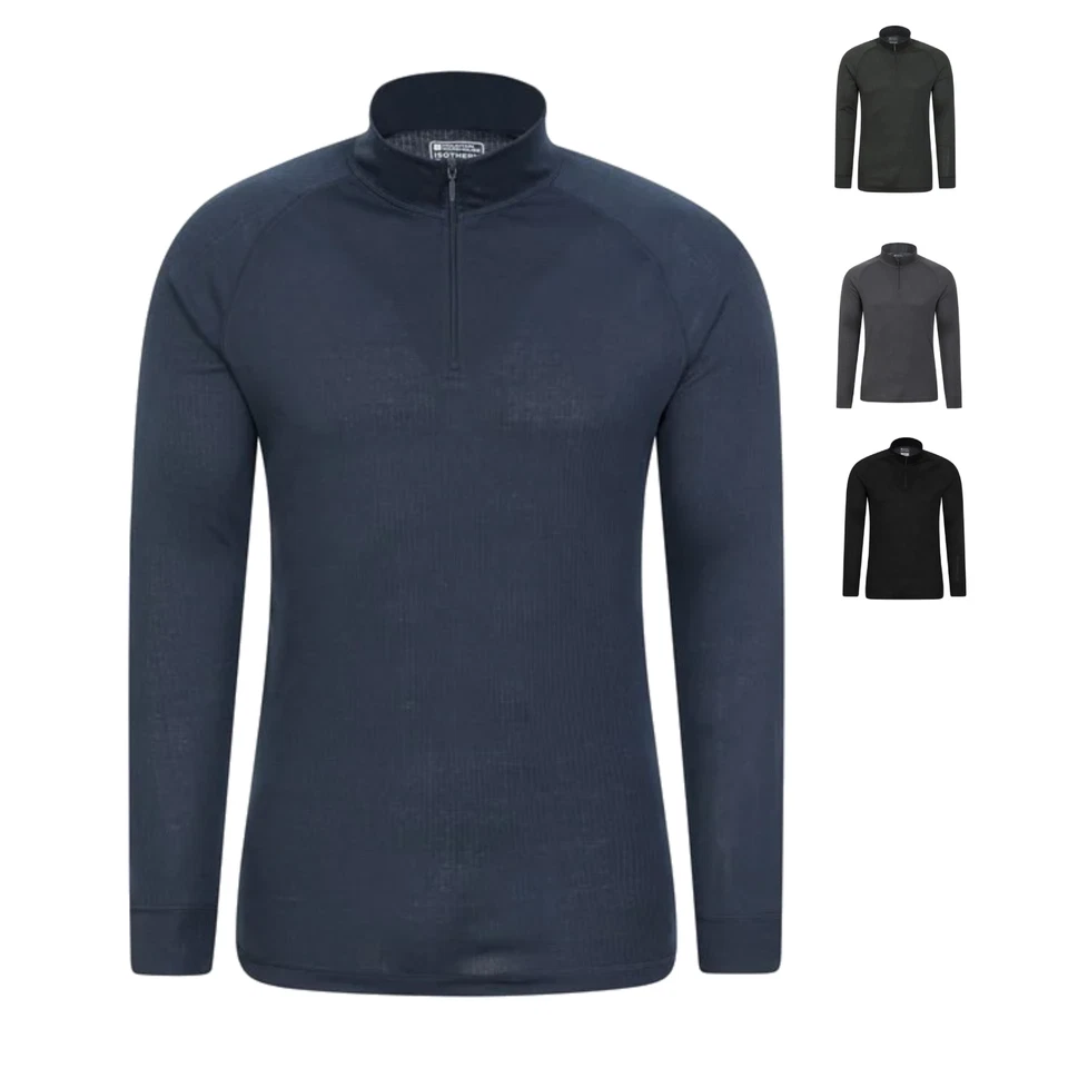 Mountain Warehouse Mens Long Sleeve Top Half Zip Thermal Winter Warm Base Layer