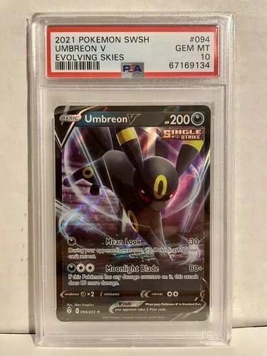 POKEMON SWORD & SHIELD EVOLVING SKIES #094 UMBREON V PSA 10 GEM MINT