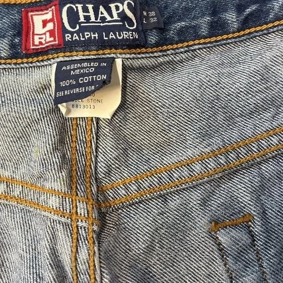 Vintage Chaps Ralph Lauren Men's Wash Blue Denim Jeans Straight Leg 38x32 - Image 3 of 4