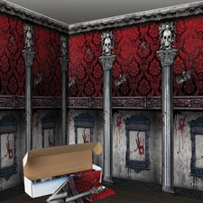 100Ft Halloween Haunted Mansion Backdrop Roll 54 inches x 100 feet, Red 