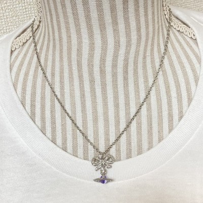 Vivienne Westwood Necklace OCTAVIE Ribbon Orb Purple Silver T.2cm