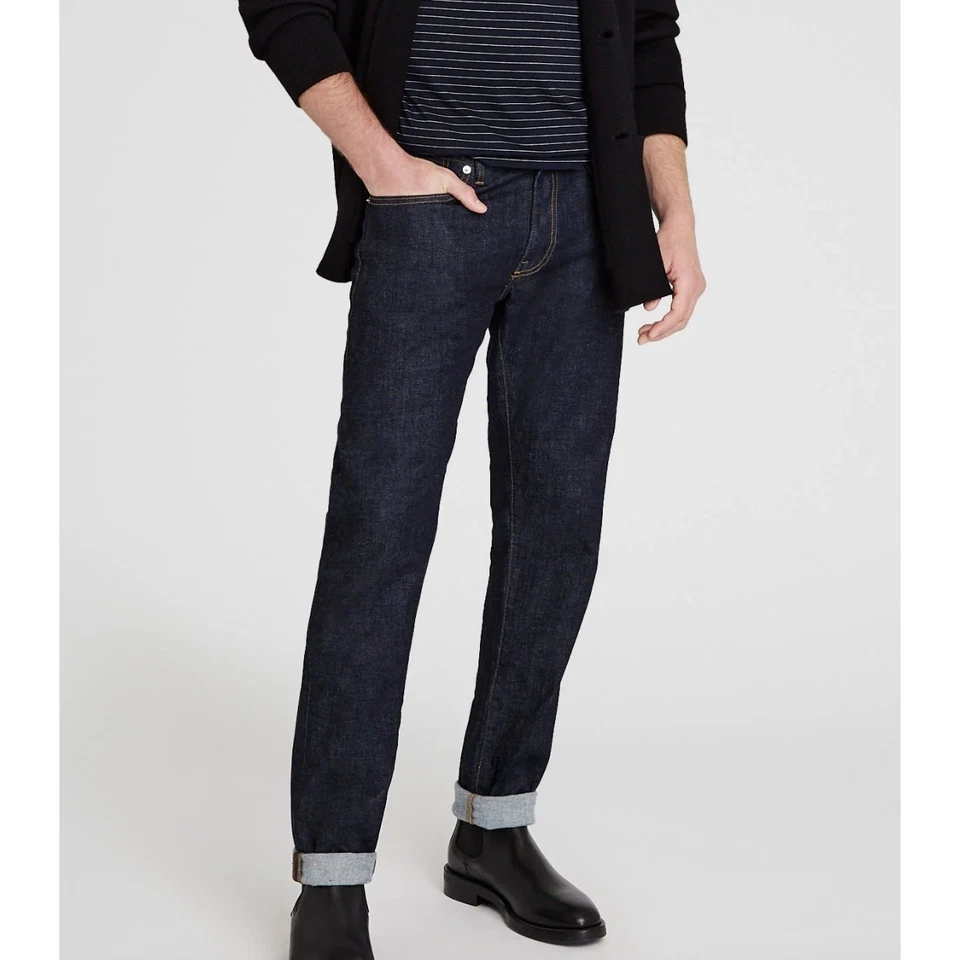 Pantalones de mezclilla Club Monaco para hombre 33 x 31 azul súper ajustados algodón lavado oscuro Foto 2 de 4