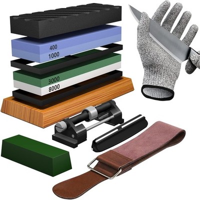 Knife Sharpening Stone Set - Premium 4 Side Grit 400/1000 3000/8000 Whetstone Sh