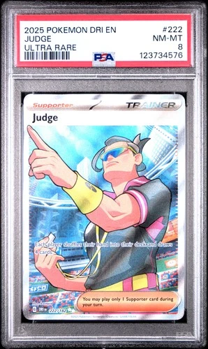 2025 POKEMON DRI EN-DESTINED RIVALS ULTRA RARE #222 JUDGE PSA 8
