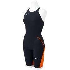 Mizuno GX LITE One Piece Swimsuit Half Suit for Girls Black/Orange Size 130NEW
