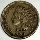 1859 Indian Head Cent Very Fine VF 1c US Coin - 3512