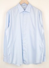 SUITSUPPLY Men's Formal Shirt 46/18 Light Blue Slim Fit Melange Pure Cotton 
