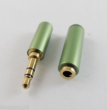 1x 1/8" 3.5mm Male 3 Pole Stereo Plug Female Socket Audio TRS Connector Green