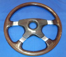 VOLANTE MOMO - VINTAGE IN LEGNO 4 RAZZE CROMATE - 38 cm Diametro