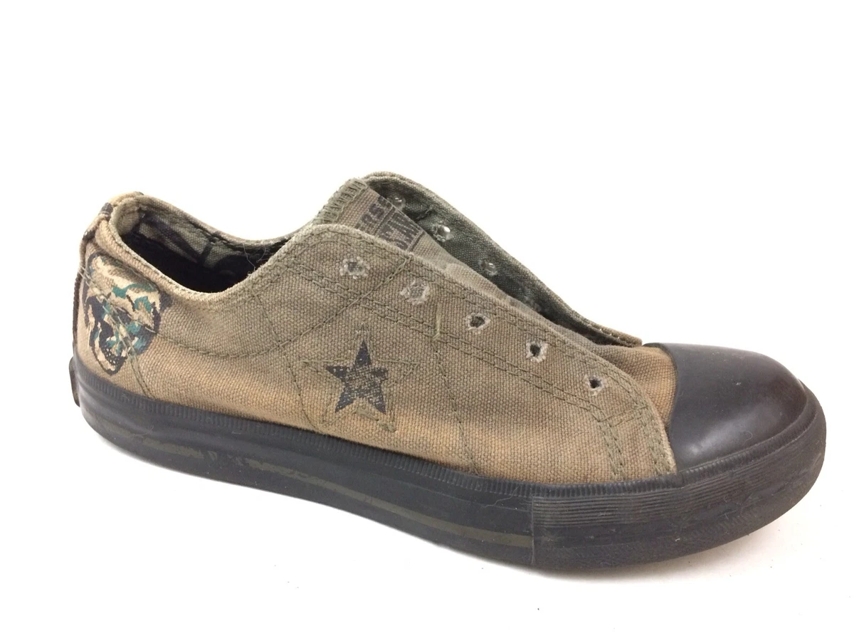 Converse One Star Boys sz 1 Youth Green Black Low Top Sneaker