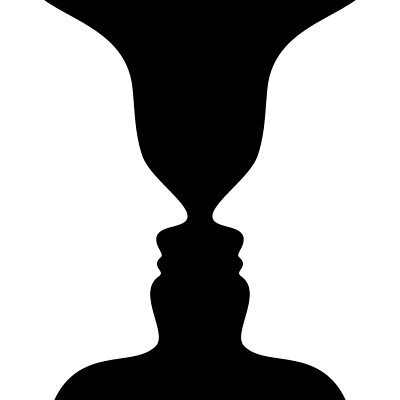 12cm schwarz Aufkleber Tattoo Kippbild optische Täuschung Illusion Vase Gesicht