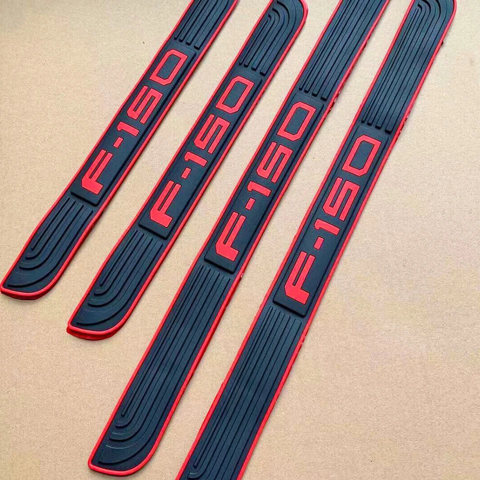 Protector de peldaños de cubierta de umbral de goma para puerta de coche llantas rojas X4 para Ford F1-50 Foto 2 de 4