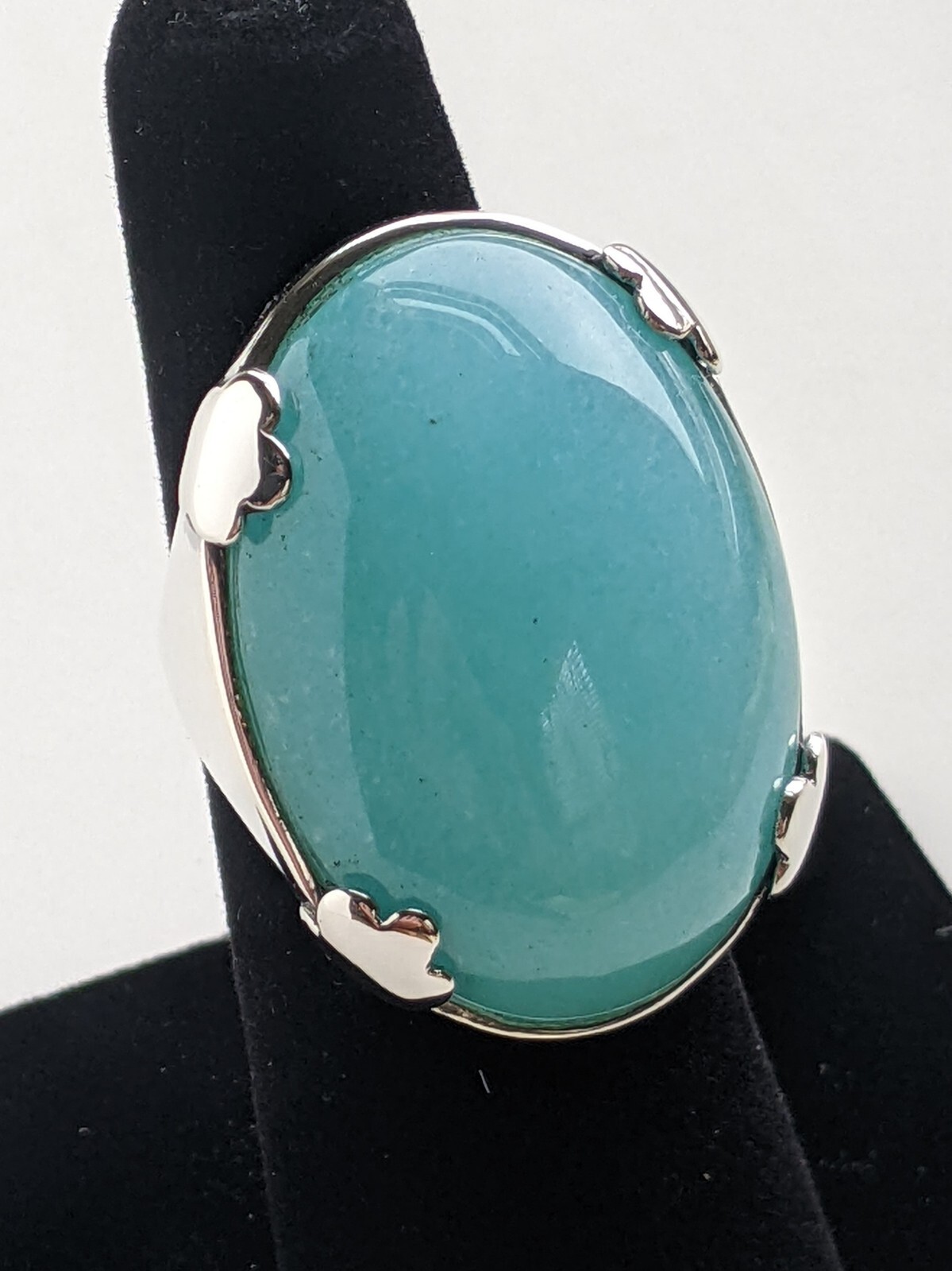 Sterling Silver Amazonite Statement Ring 24.3g Sz… - image 2