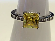 RYZE Hello Yellow CZ & White Frost Sterling Silver Ring SZ 9 NEW! Square