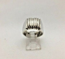 Sterling Silver .925 13mm Wide Dome Top Ribbed Ring Size 6