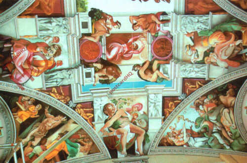 Postkarte -: Goring, englische Märtyrer katholische Kirche, Decke der Sixtinischen Kapelle - Bild 1 von 2